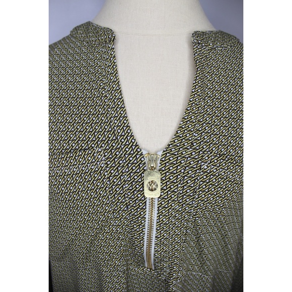 Michael Kors Chain Link Print Long Sleeve Blouse Top Large Preowned - Picture 2 of 7